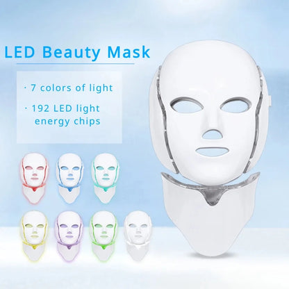 7-Color LED Facial and Neck Therapy Mask for Skin Rejuvenation