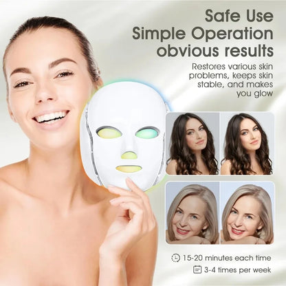 7-Color LED Facial and Neck Therapy Mask for Skin Rejuvenation